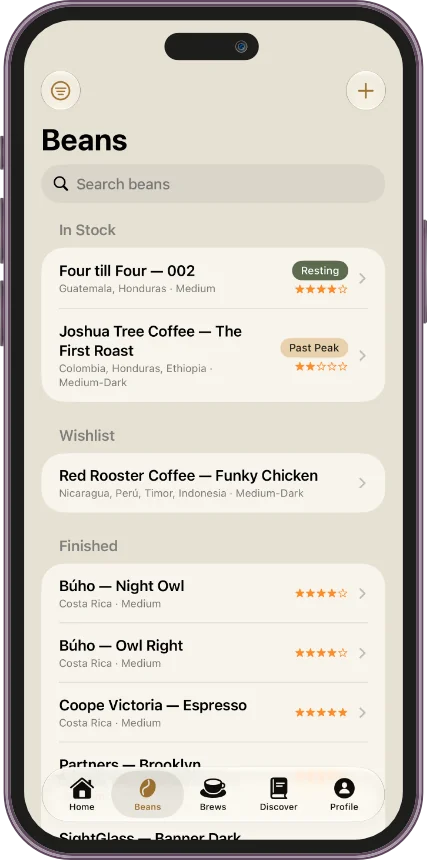 Nine Bar app interface